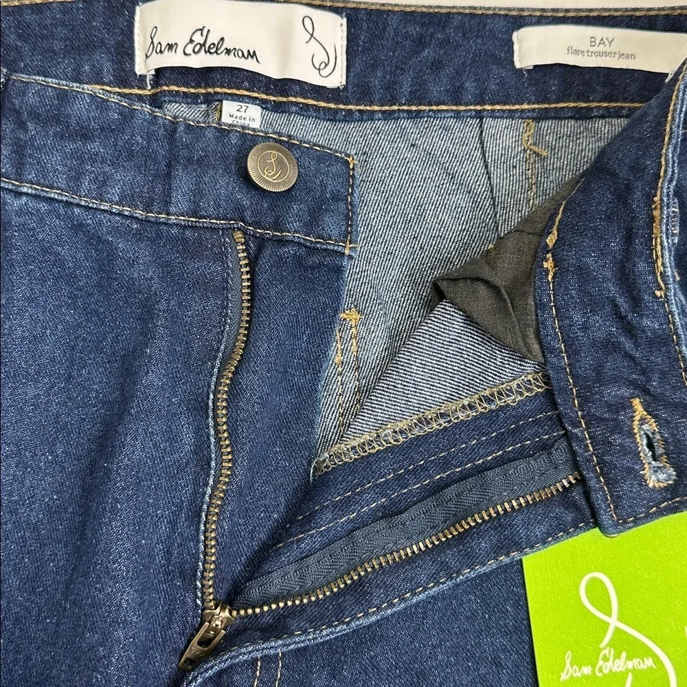 Sam Edelman Bay Flare Trouser Jeans Women’s 27 High Rise Wide‎ Leg NWT Dark Wash